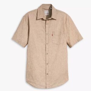 Men's Levi's Tan Short Sleeve Button Front Shirt - Sz S - New W/Tags!